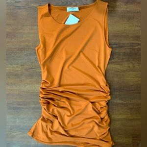 Brand new with tags Zenana rust burnt orange ruched tank blouse size xl x-large